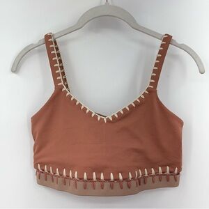 XXIV S Weave Crochet Sports Bra in Desert Rose 0034 beige nude pink small